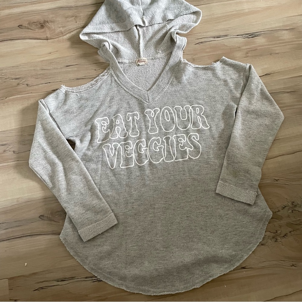 Graphic long sleeve tee with hood
